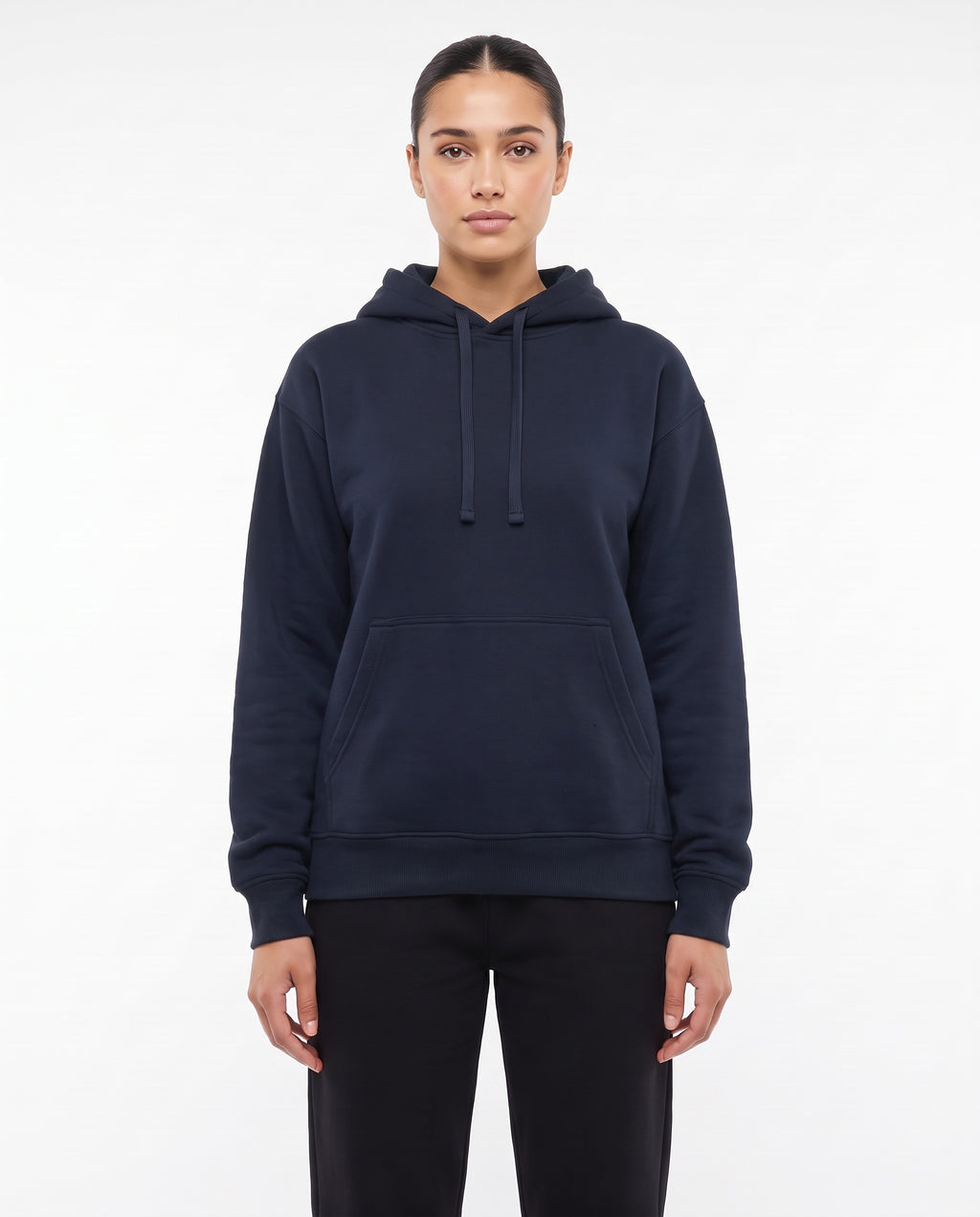 Women's Heavyweight Hoodie in Navy, front view