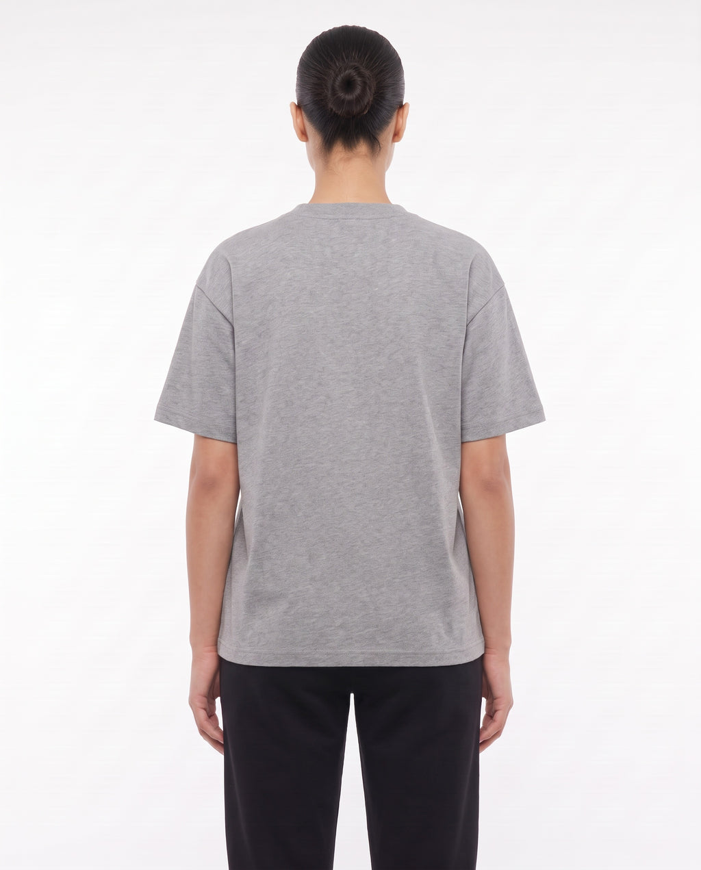 Women's Heavyweight Blank Tee in Grey Marle, back view