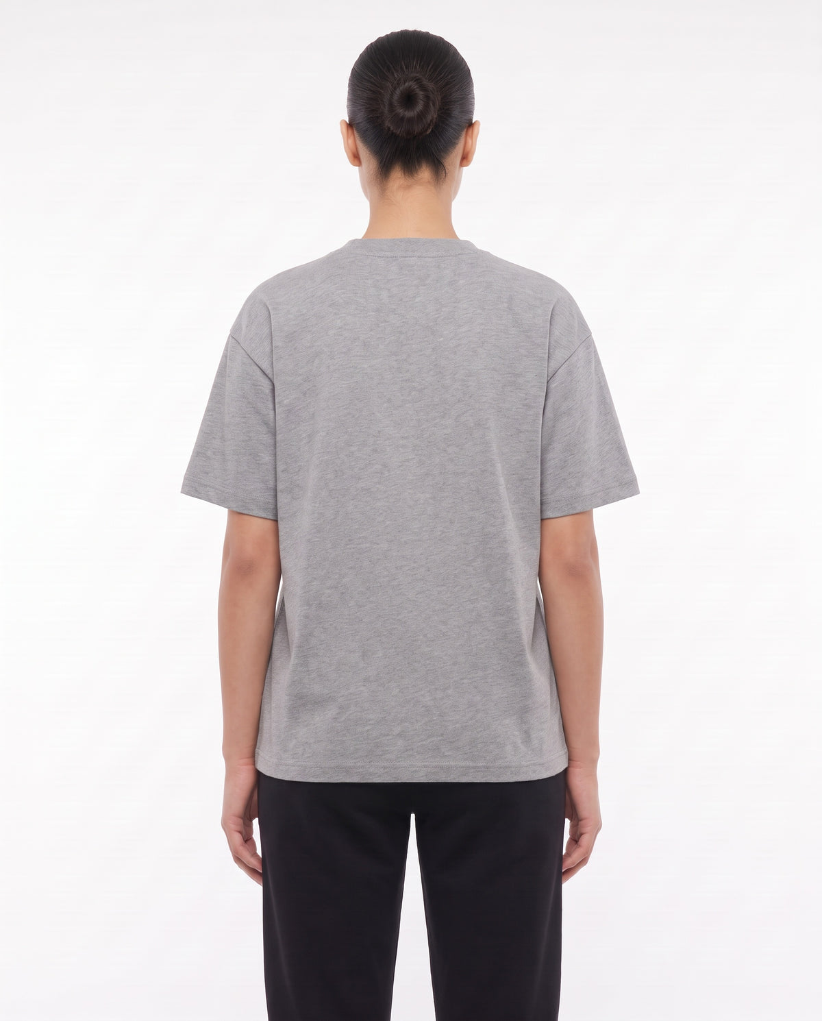 Women's Heavyweight Blank Tee in Grey Marle, back view