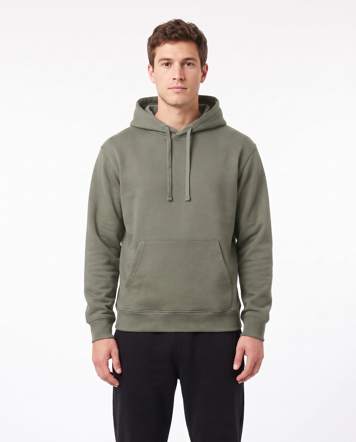Men's Heavyweight Hoodie in Sage, front view