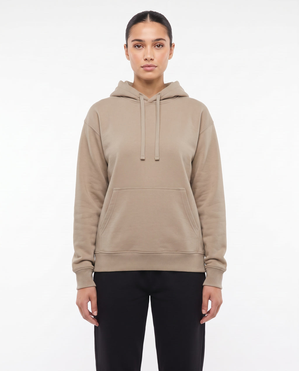 Women's Heavyweight Hoodie in Sand, front view