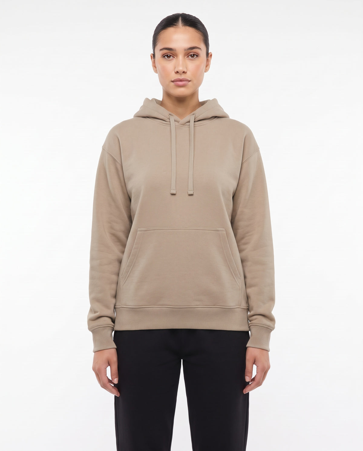 Women's Heavyweight Hoodie in Sand, front view