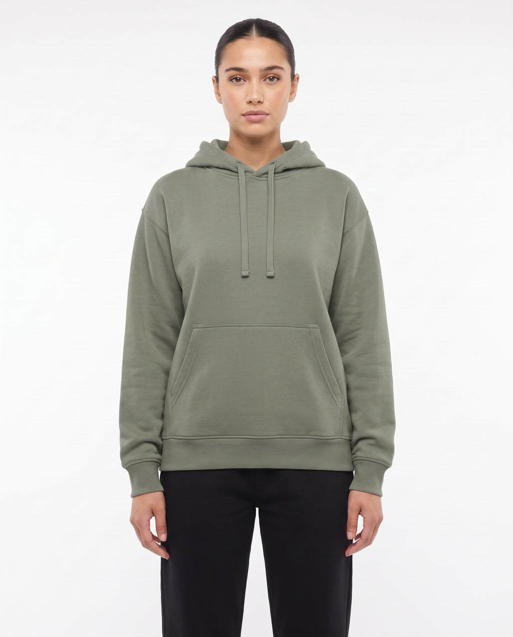 Women's Heavyweight Hoodie in Sage, front view