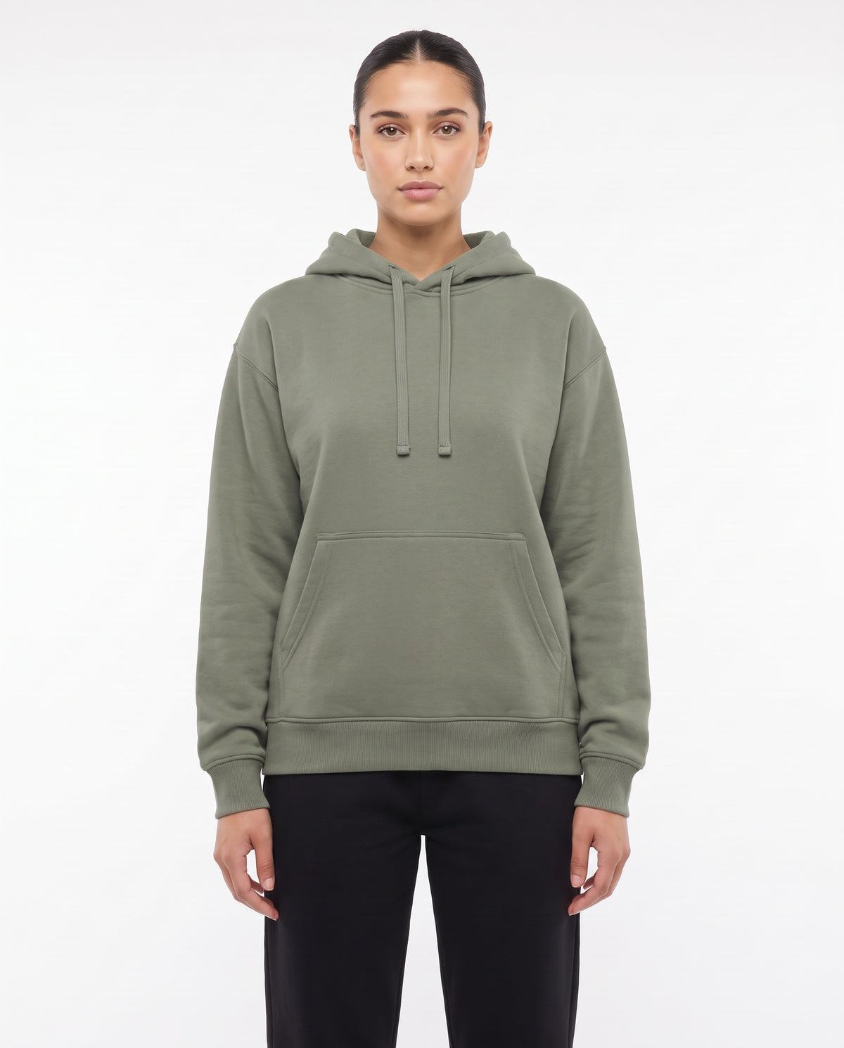 Women's Heavyweight Hoodie in Sage, front view