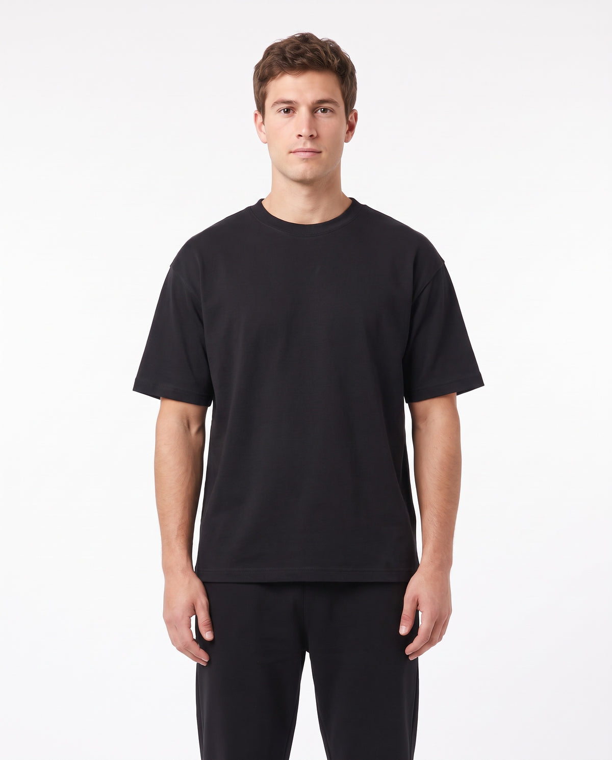 Men's Heavyweight Blank Tee in Black, front view