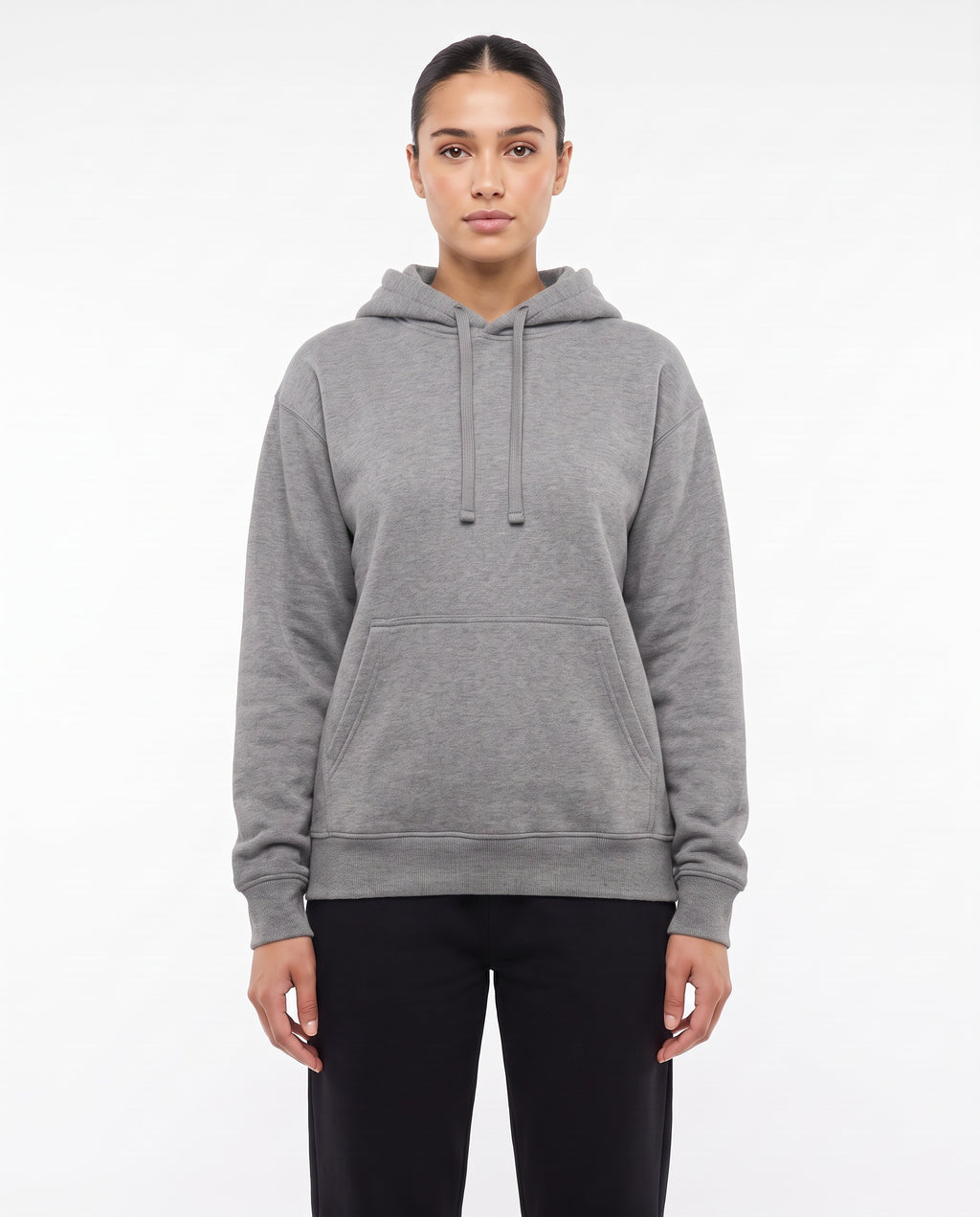 Women's Heavyweight Hoodie in Grey Marle, front view
