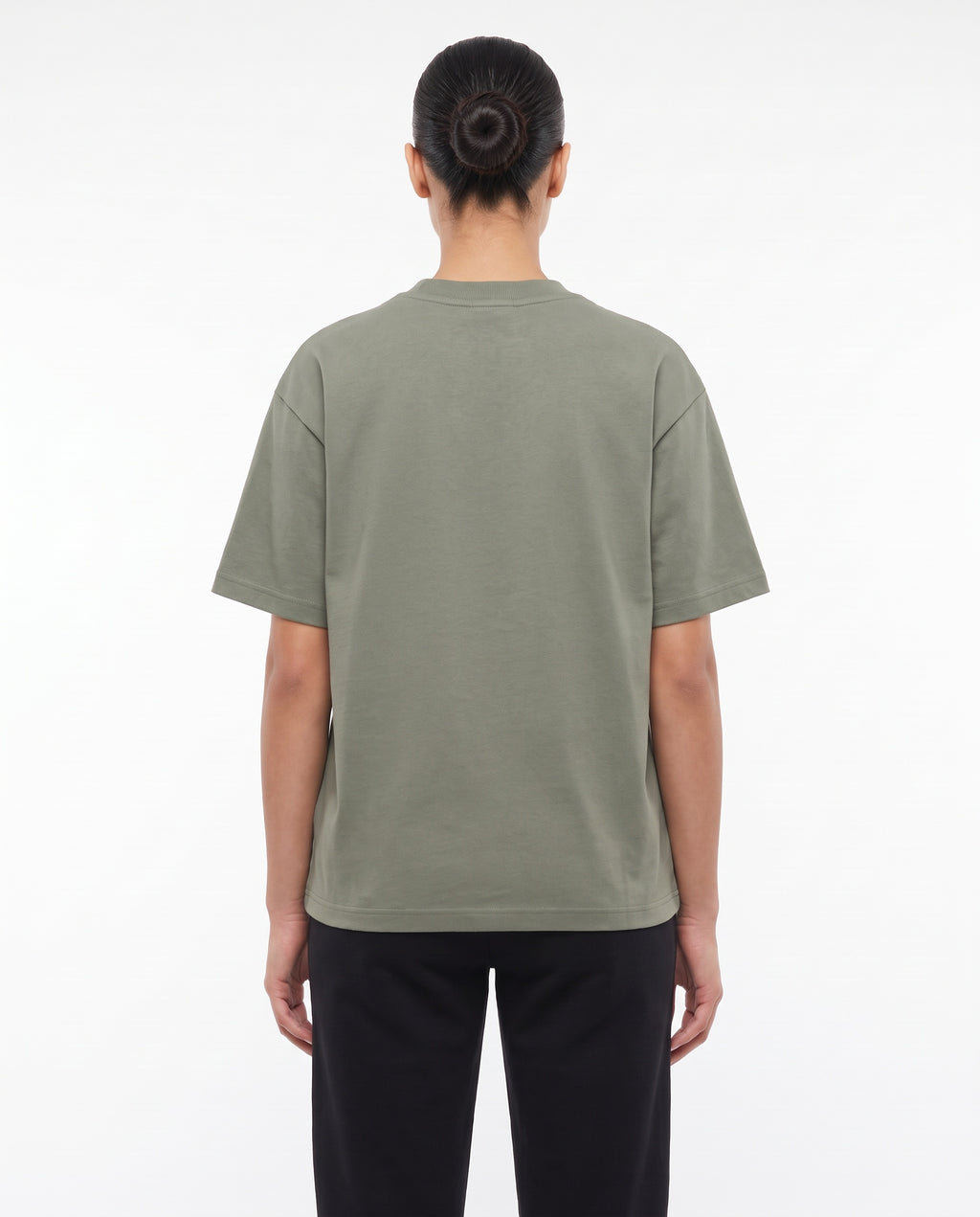 Women's Heavyweight Blank Tee in Sage, back view