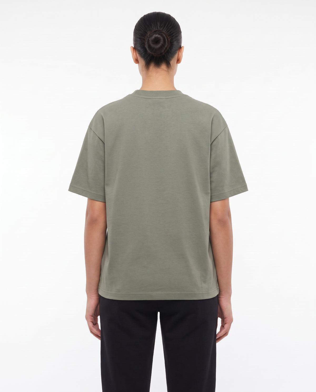 Women's Heavyweight Blank Tee in Sage, back view