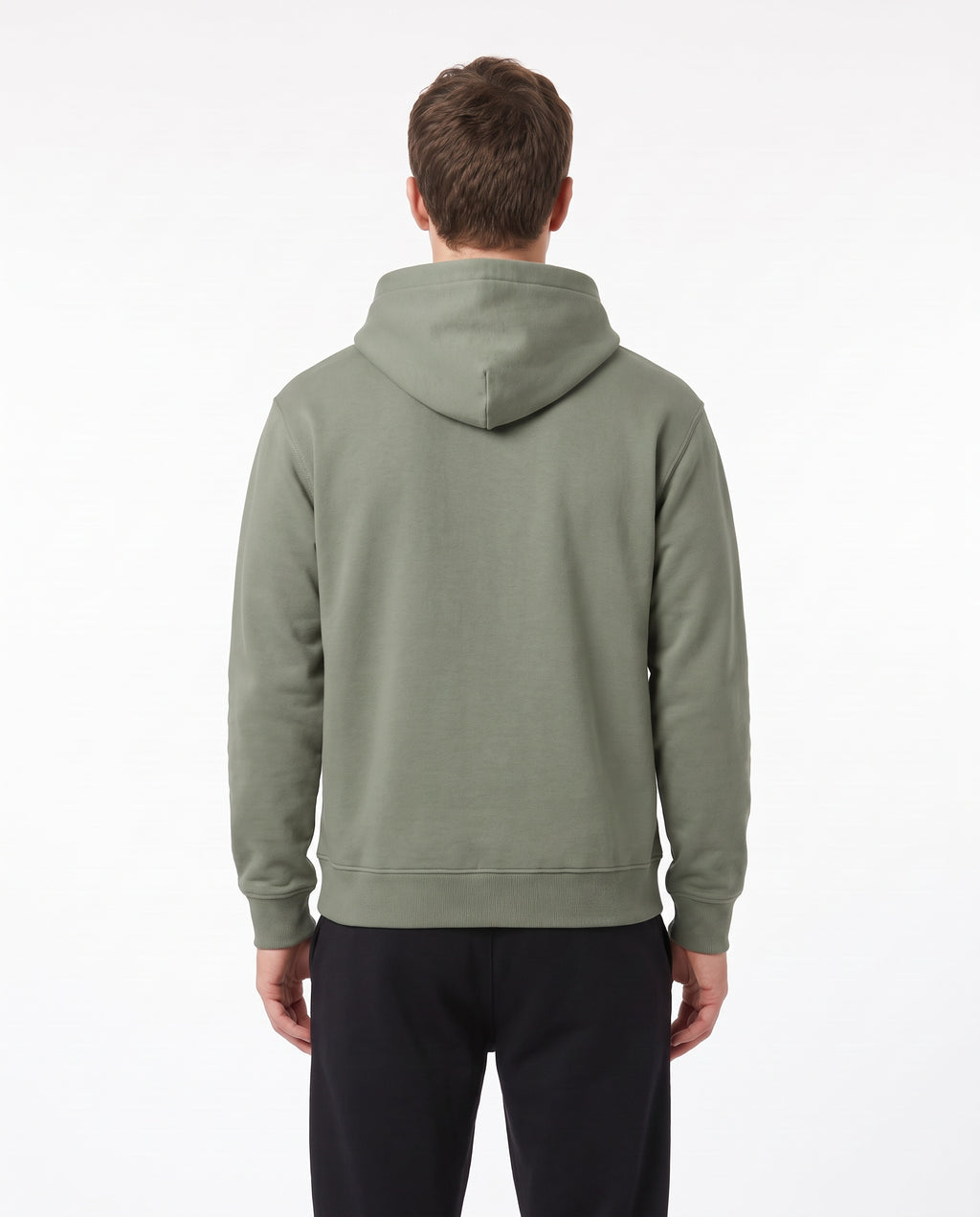 Men's Heavyweight Hoodie in Sage, back view