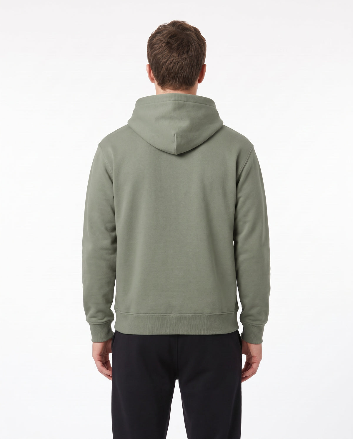 Men's Heavyweight Hoodie in Sage, back view