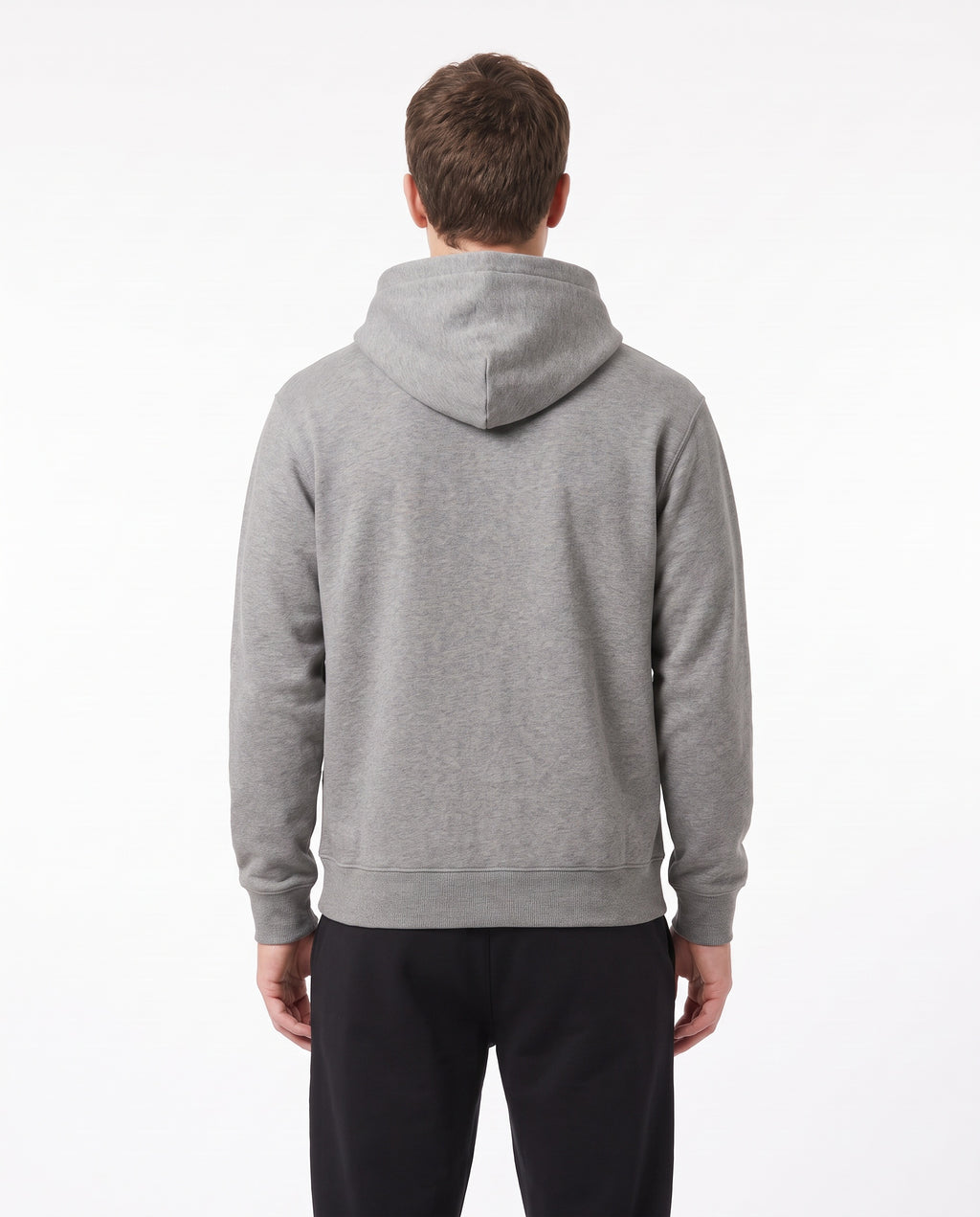 Men's Heavyweight Hoodie in Grey Marle, back view