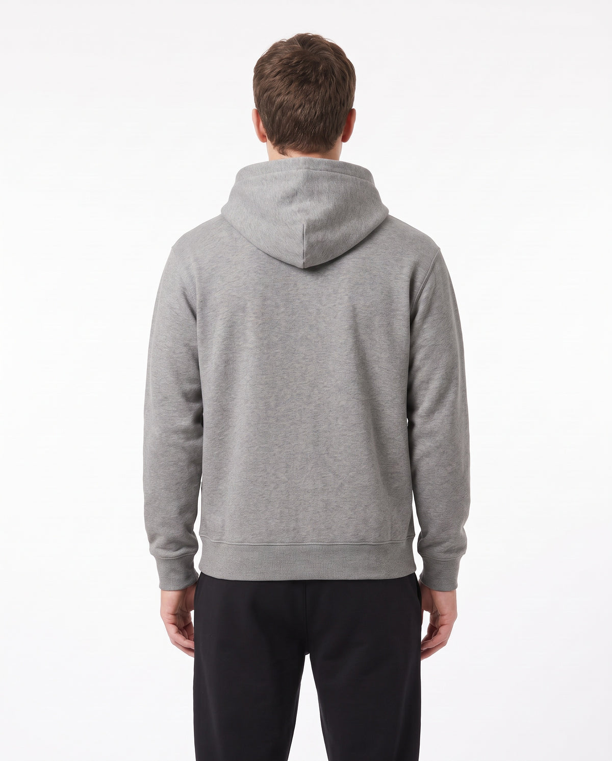 Men's Heavyweight Hoodie in Grey Marle, back view