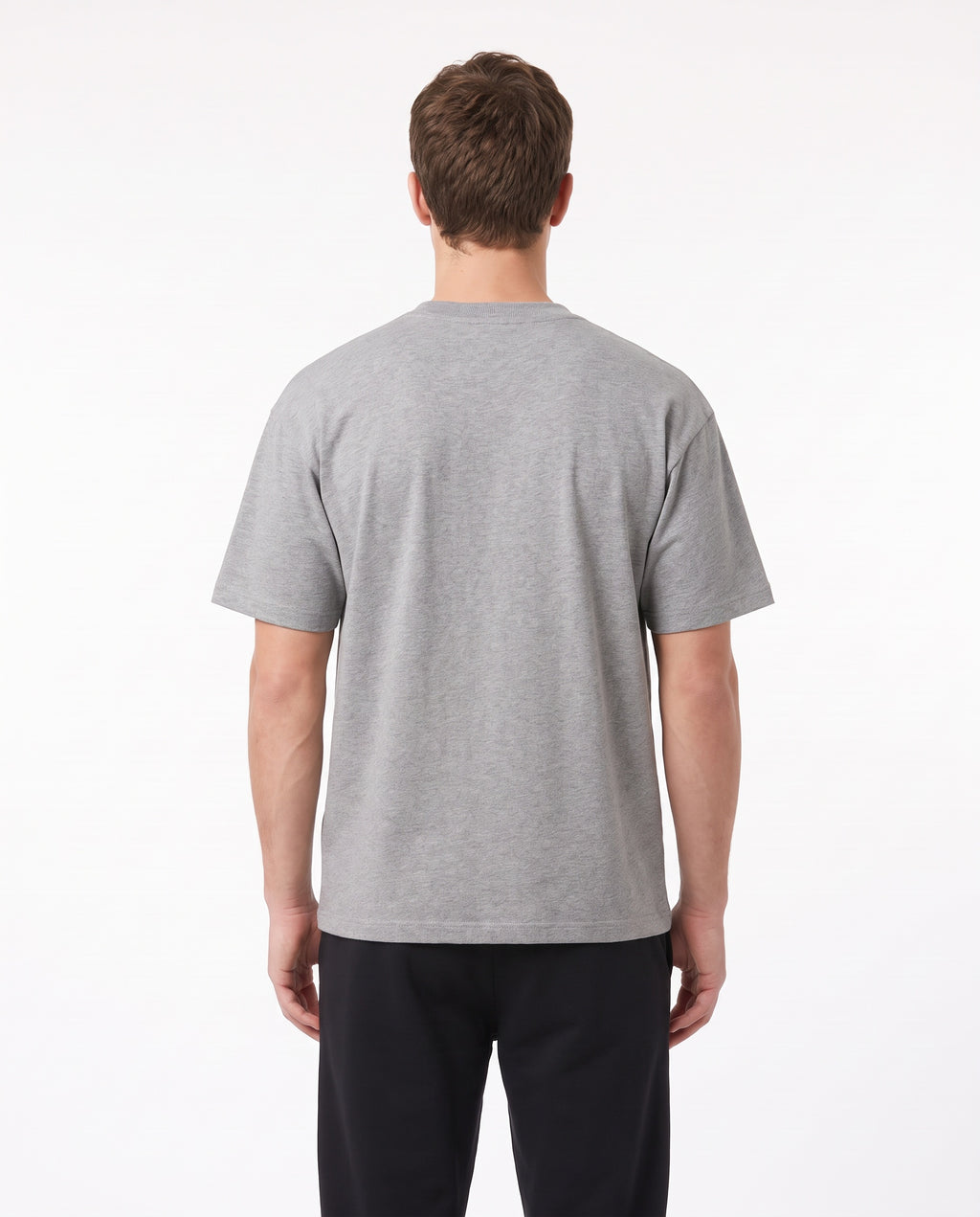 Men's Heavyweight Blank Tee in Grey Marle, back view
