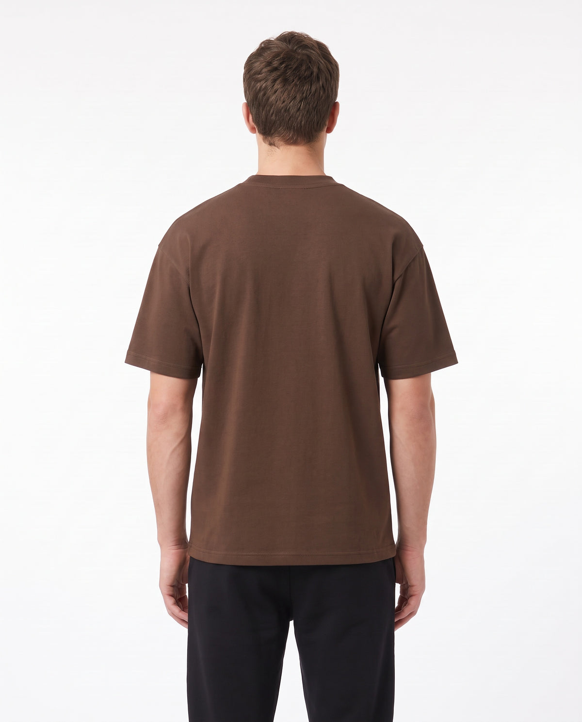 Men's Heavyweight Blank Tee in Chocolate, back view