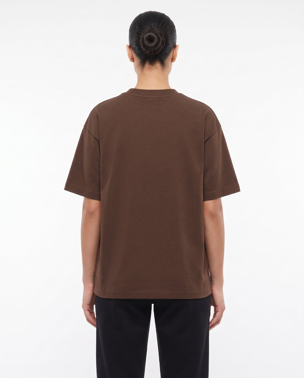 Women's Heavyweight Blank Tee in Chocolate, back view