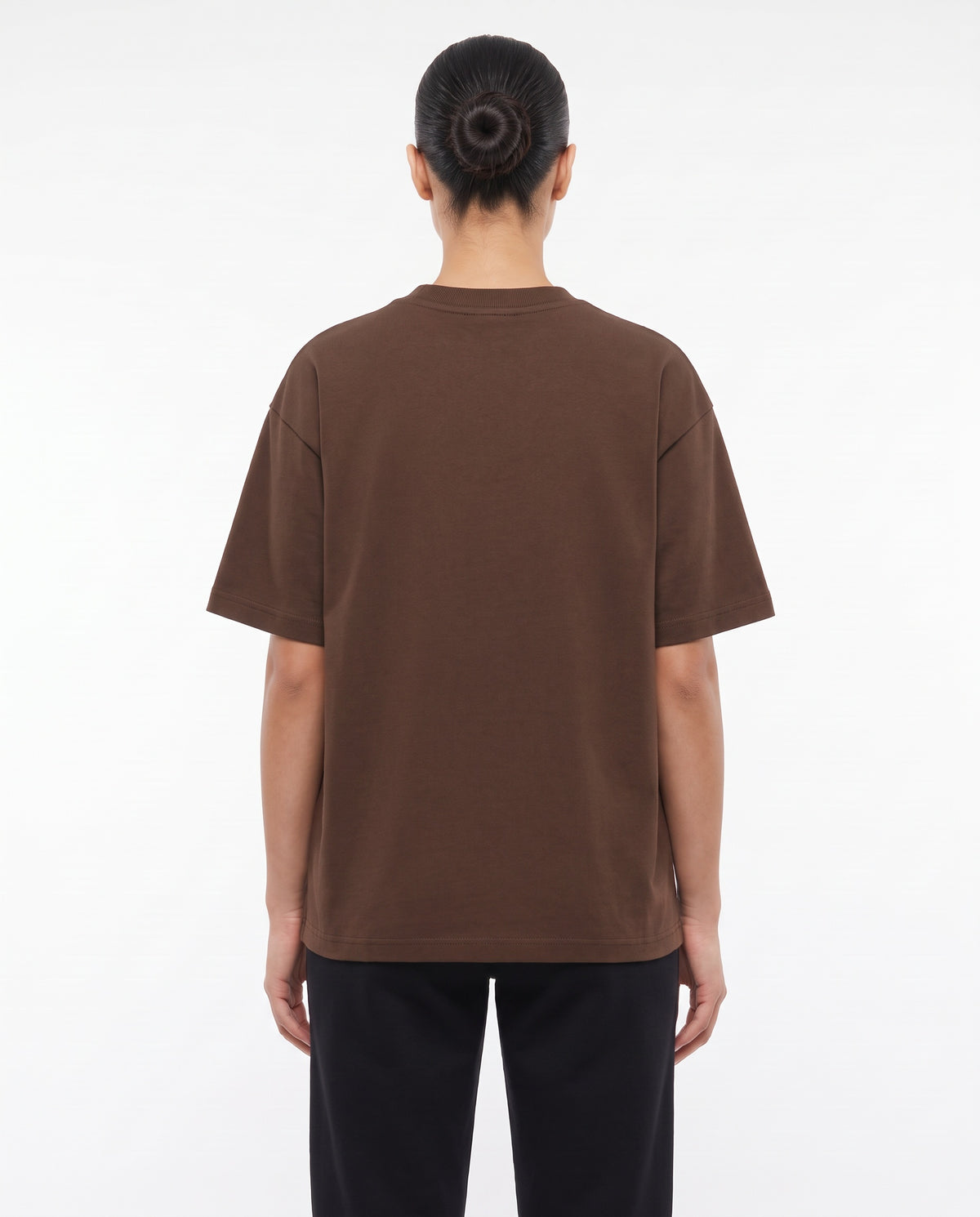Women's Heavyweight Blank Tee in Chocolate, back view