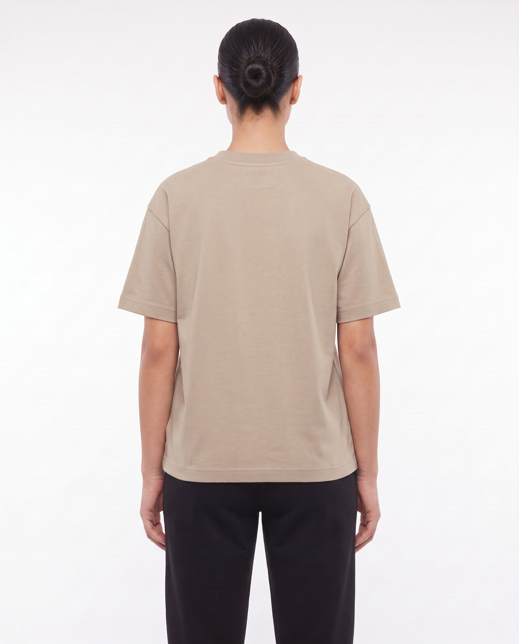 Women's Heavyweight Blank Tee in Sand, back view