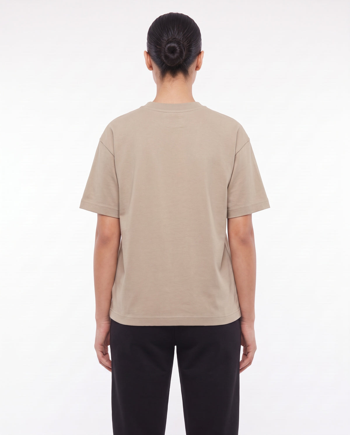Women's Heavyweight Blank Tee in Sand, back view