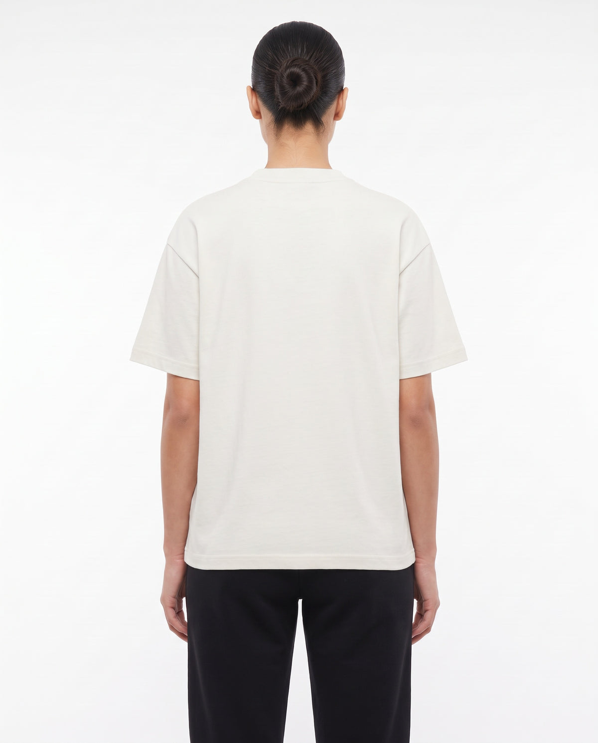 Women's Heavyweight Blank Tee in Off White, back view