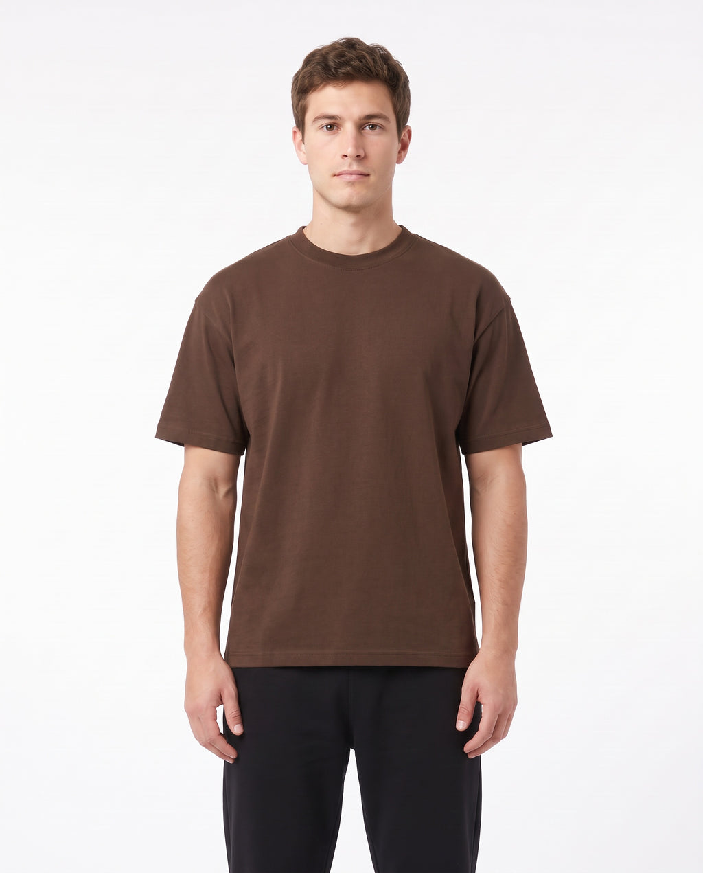 Men's Heavyweight Blank Tee in Chocolate, front view