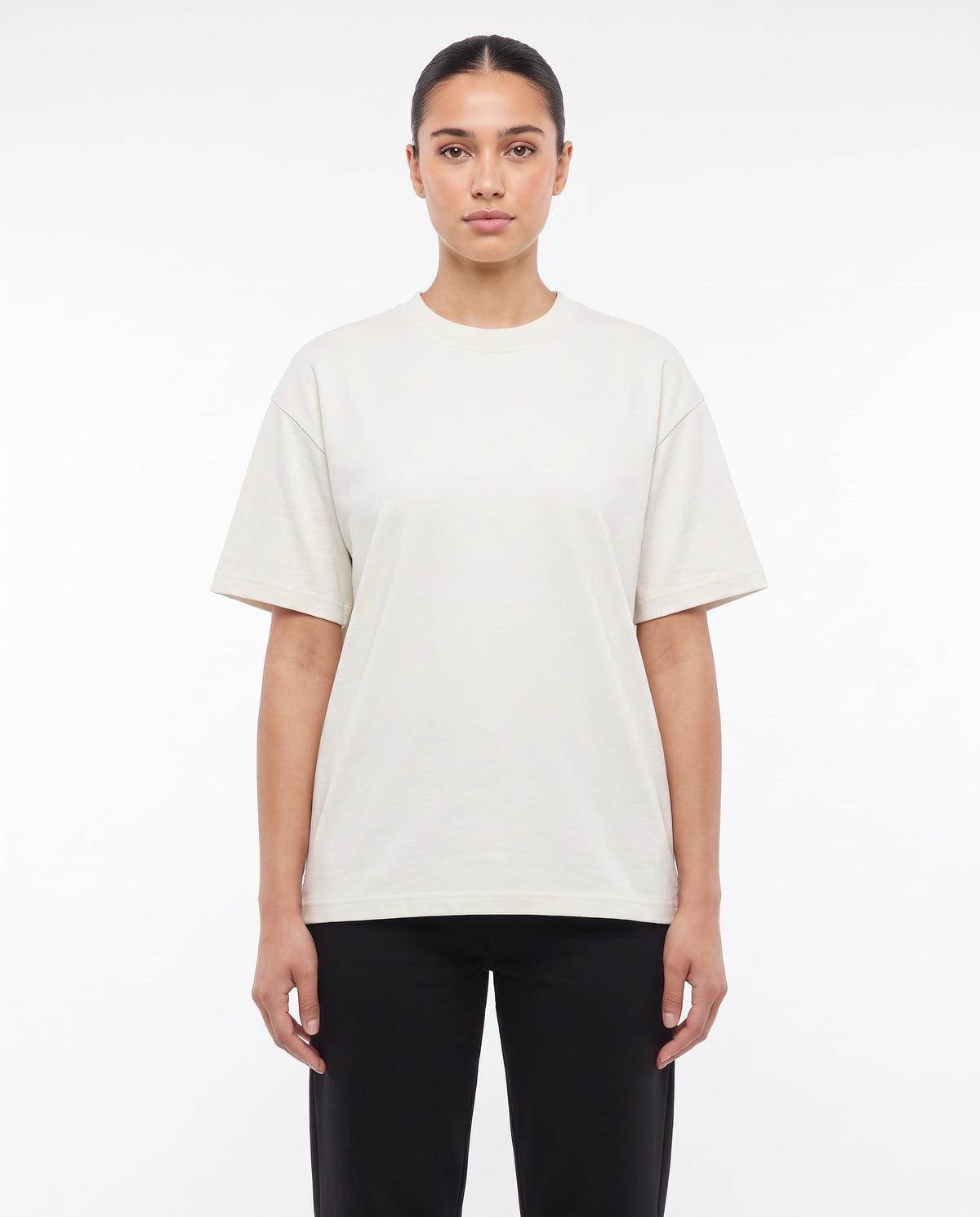 Women's Heavyweight Blank Tee in Off White, front view