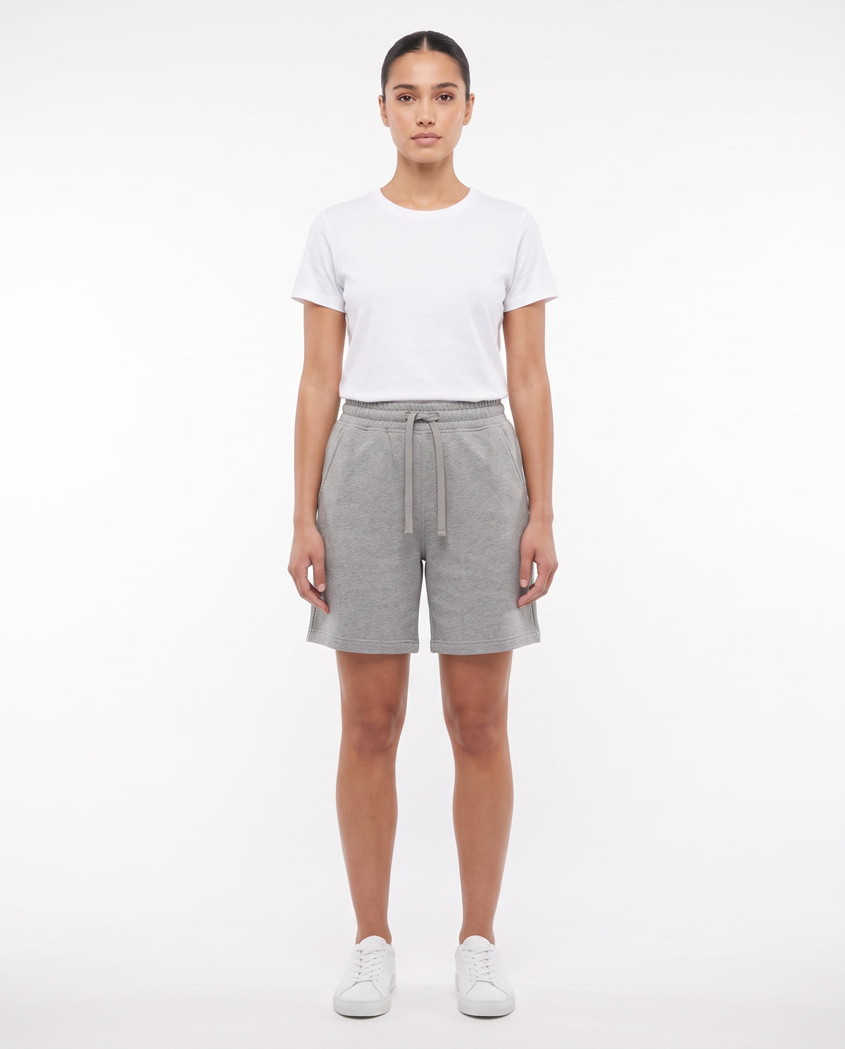 Women's Heavyweight Short in Grey Marle, front view