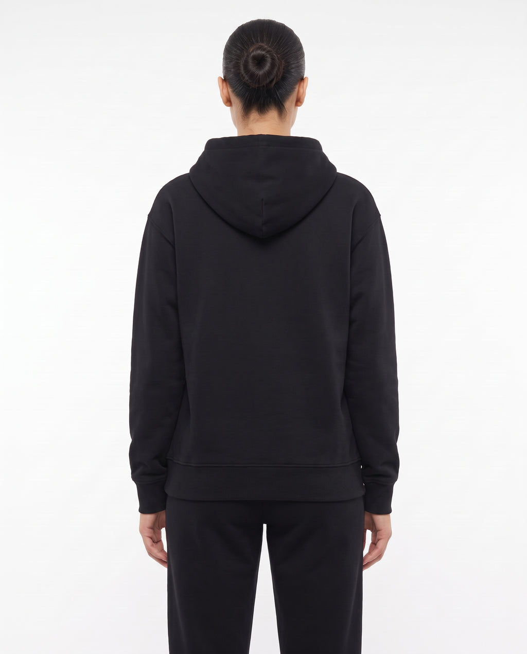 Women's Heavyweight Hoodie in Black, back view