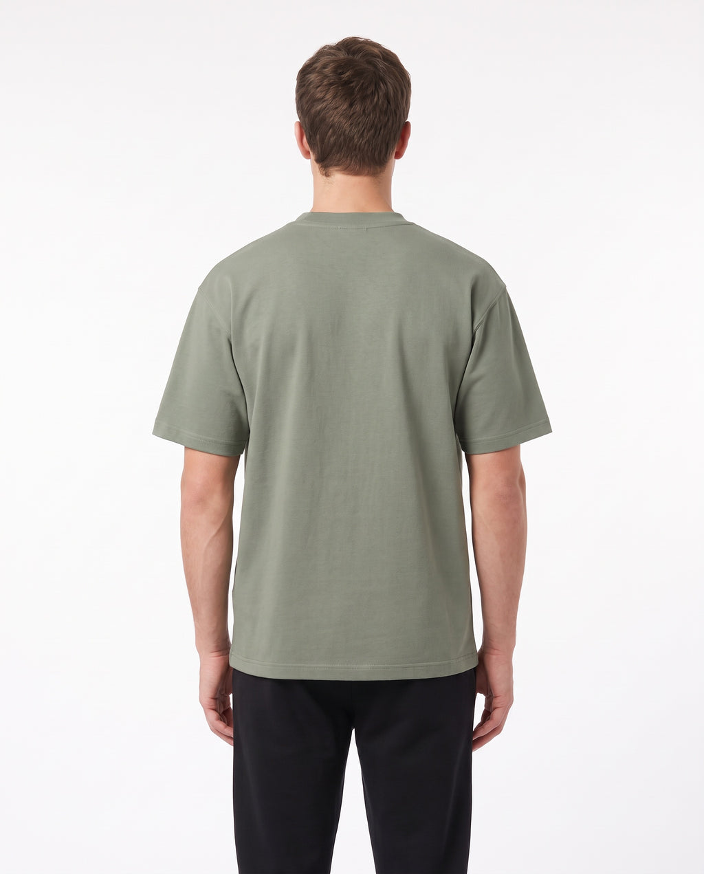 Men's Heavyweight Blank Tee in Sage, back view