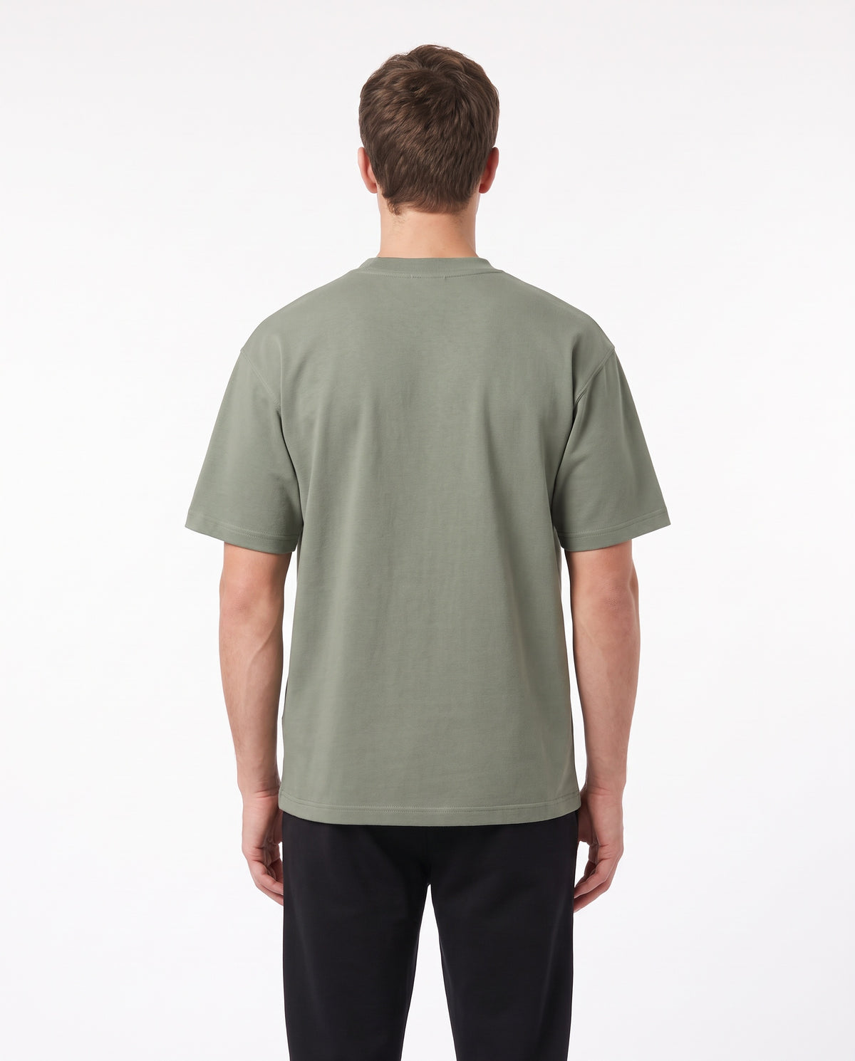 Men's Heavyweight Blank Tee in Sage, back view