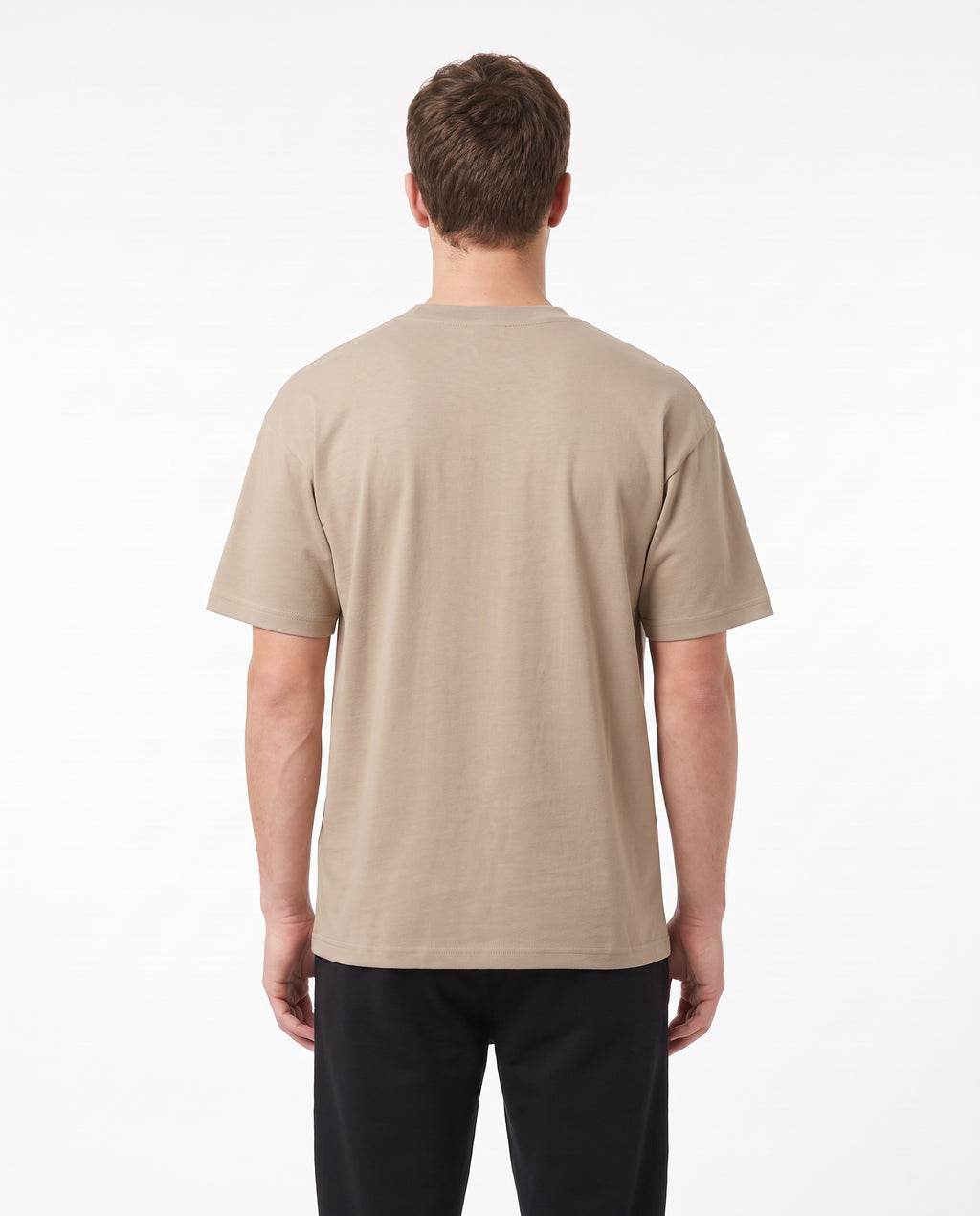 Men's Heavyweight Blank Tee in Sand, back view