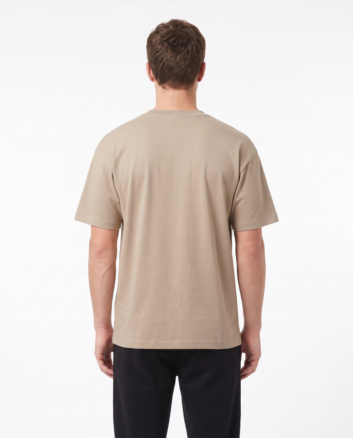 Men's Heavyweight Blank Tee in Sand, back view