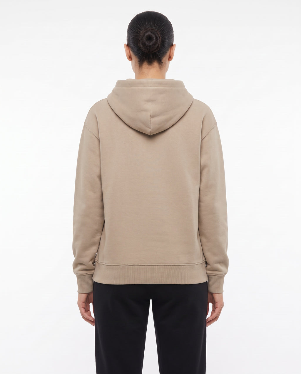 Women's Heavyweight Hoodie in Sand, back view