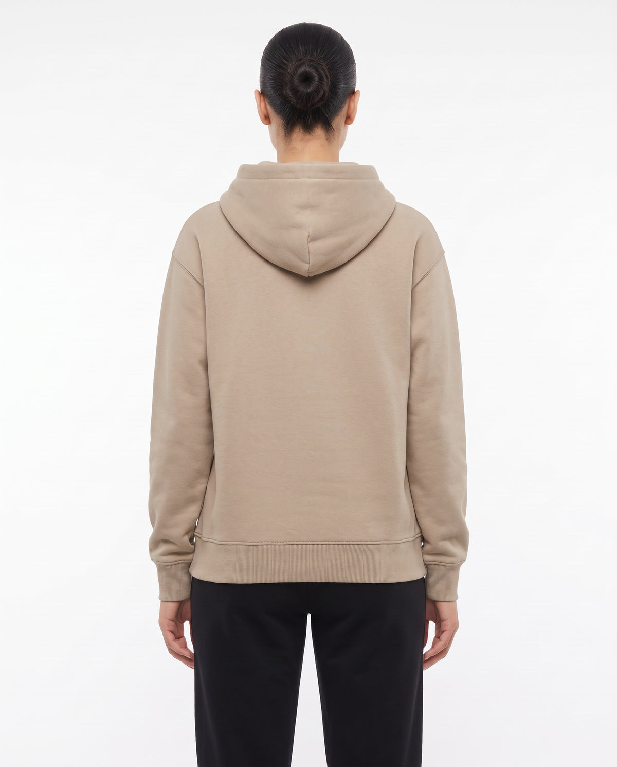 Women's Heavyweight Hoodie in Sand, back view