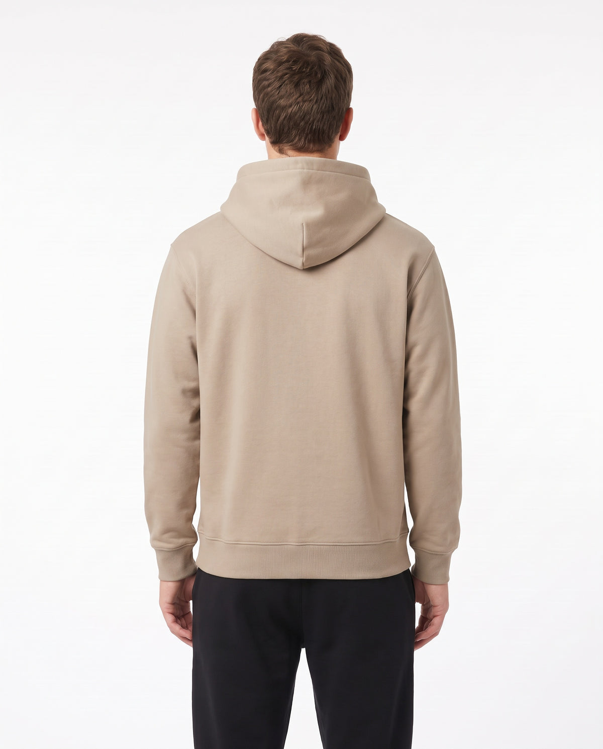 Men's Heavyweight Hoodie in Sand, back view