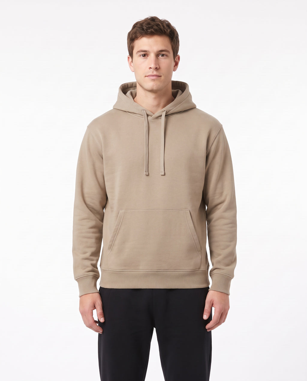 Men's Heavyweight Hoodie in Sand, front view
