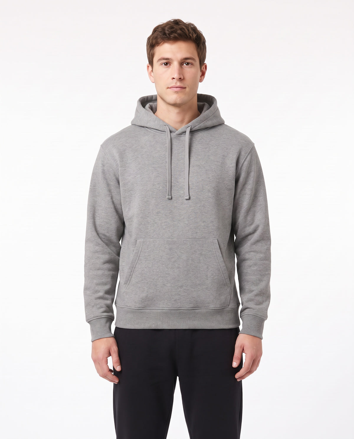 Men's Heavyweight Hoodie in Grey Marle, front view