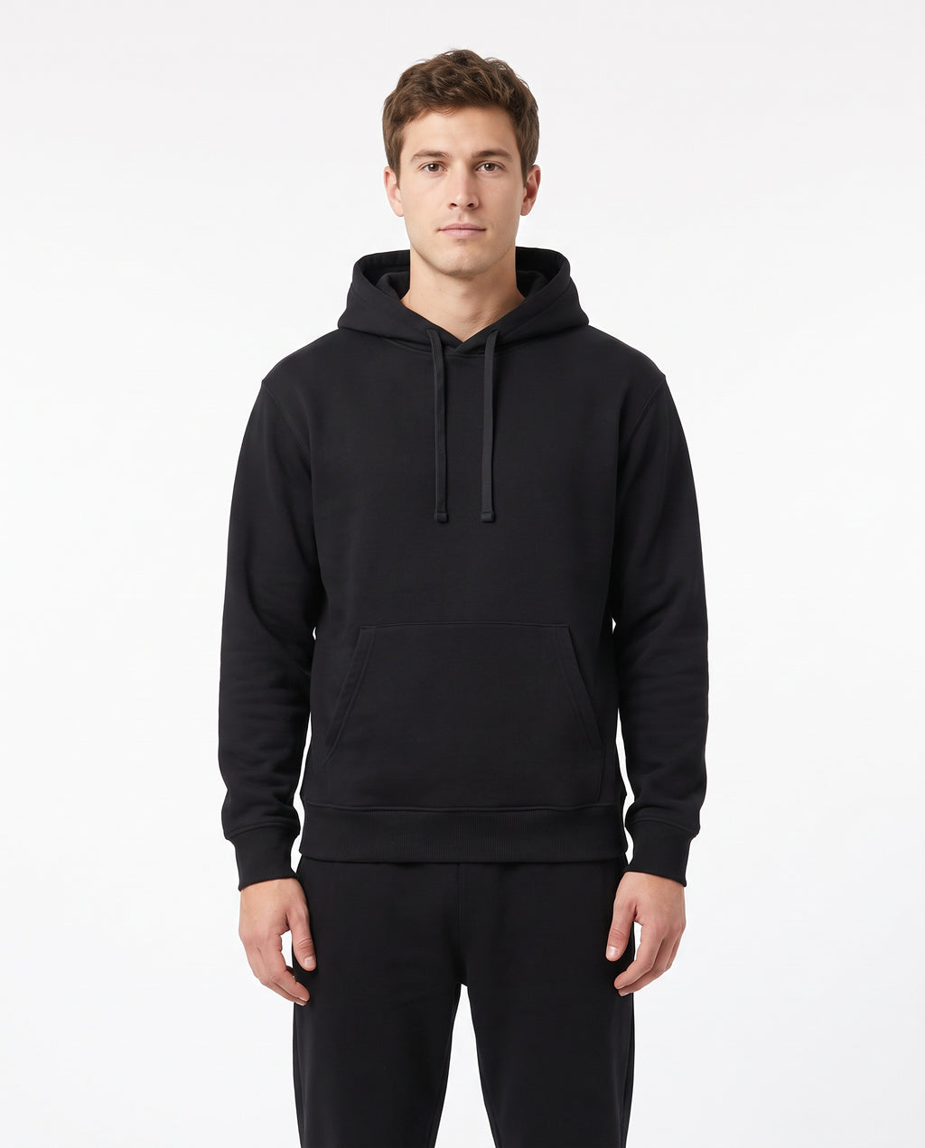 Men's Heavyweight Hoodie in Black, front view