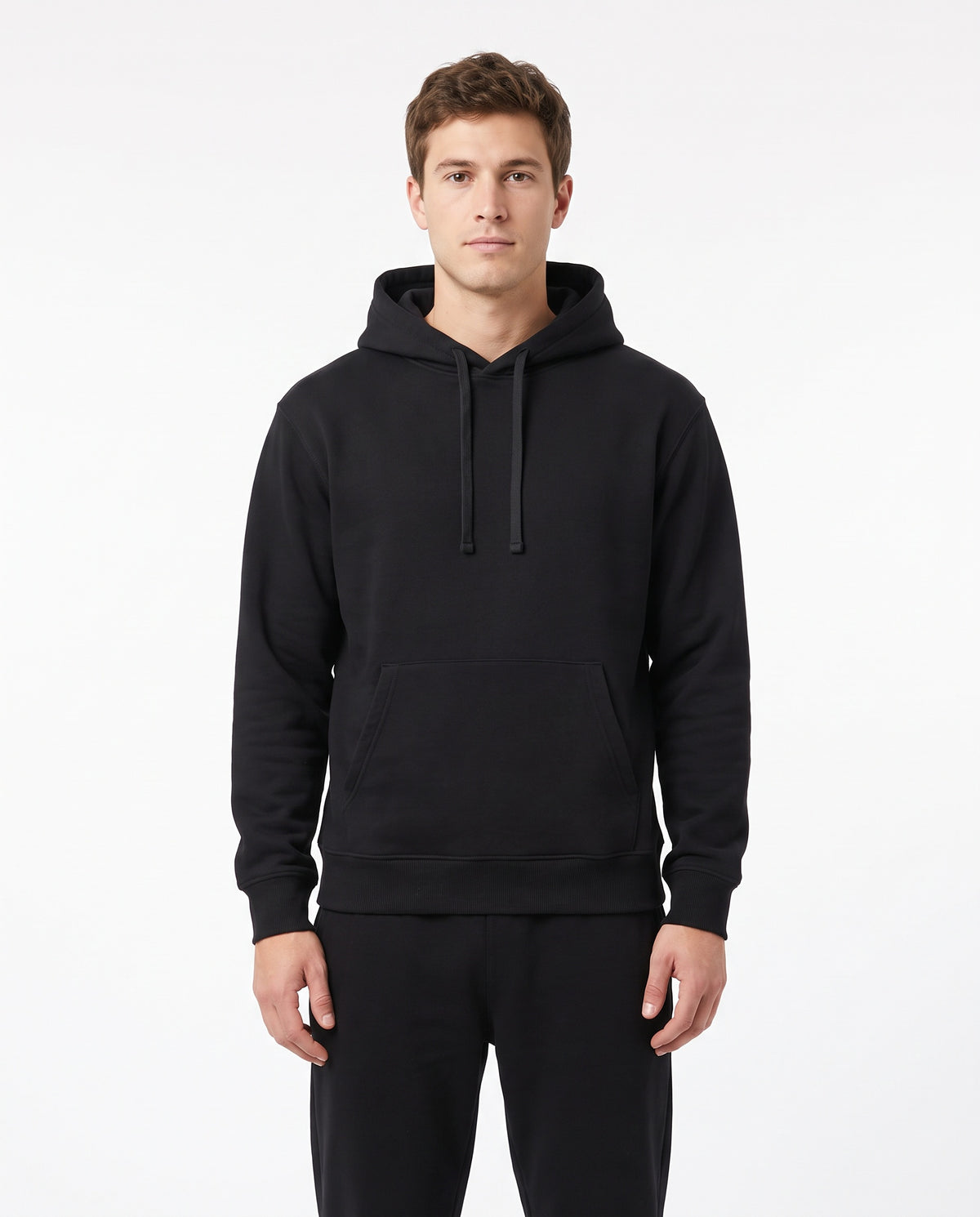 Men's Heavyweight Hoodie in Black, front view