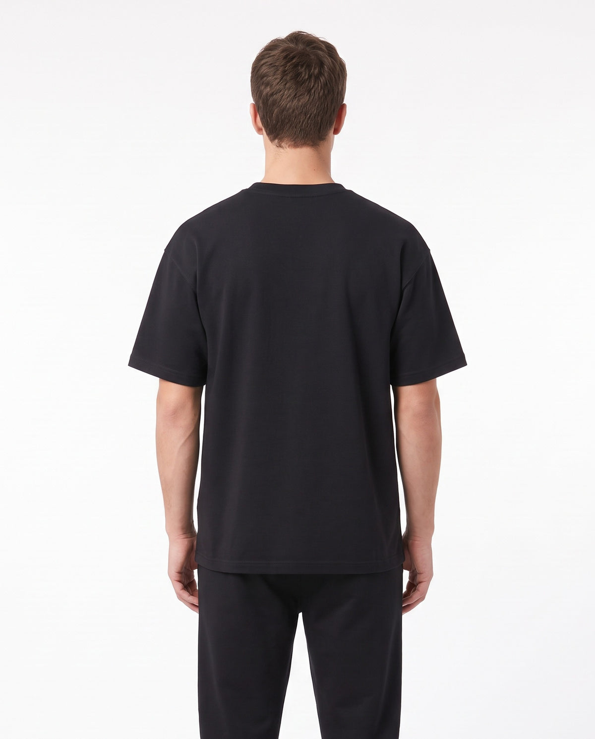 Men's Heavyweight Blank Tee in Black, back view