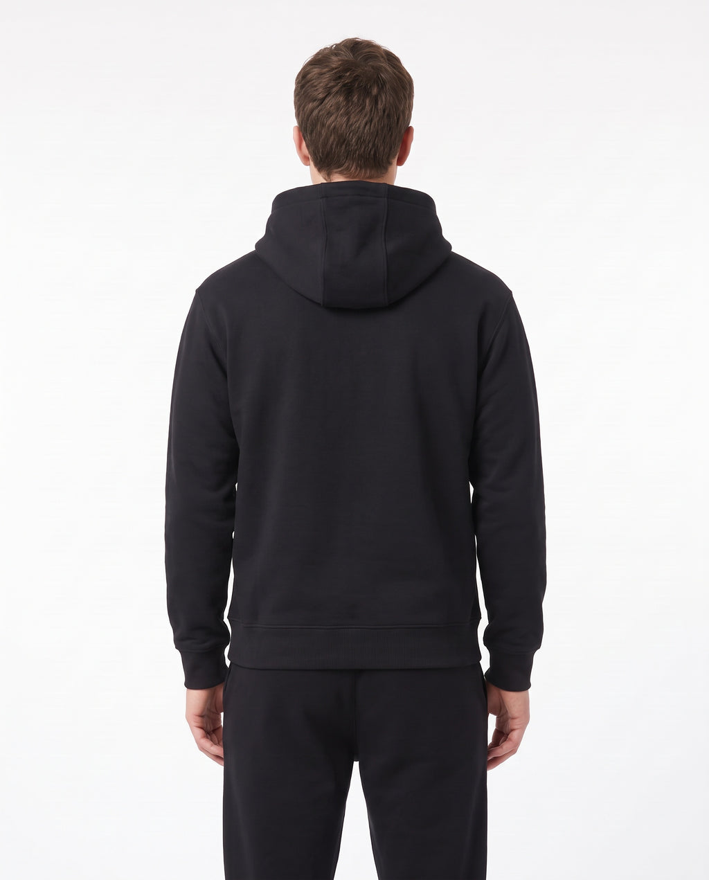 Men's Heavyweight Hoodie in Black, back view