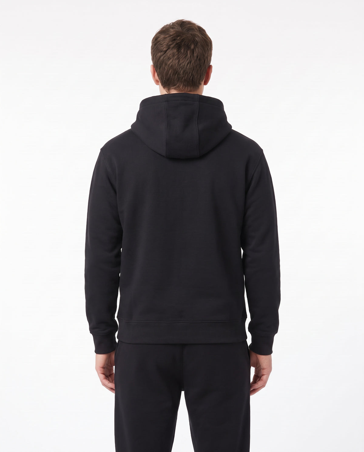 Men's Heavyweight Hoodie in Black, back view
