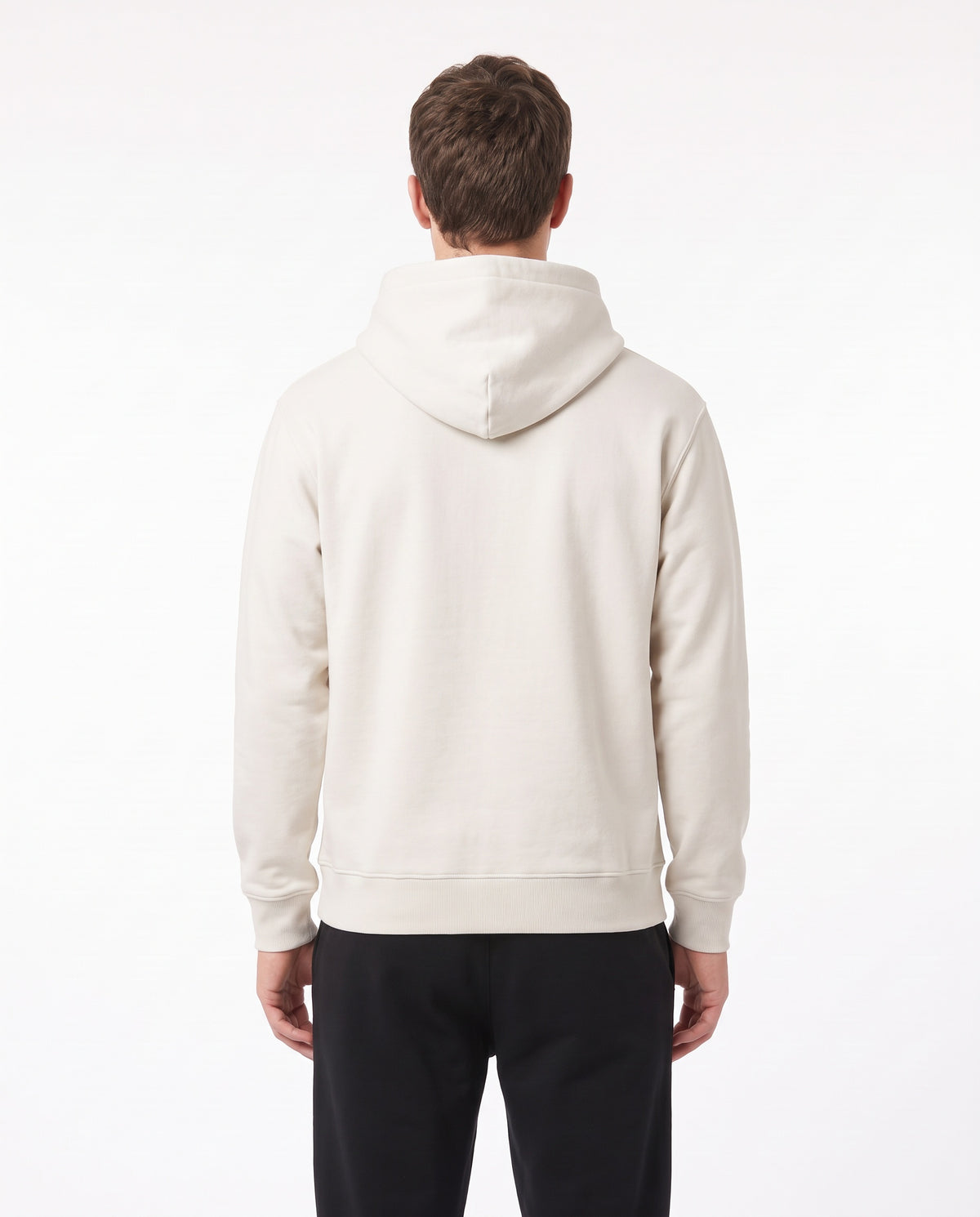 Men's Heavyweight Hoodie in Off White, back view
