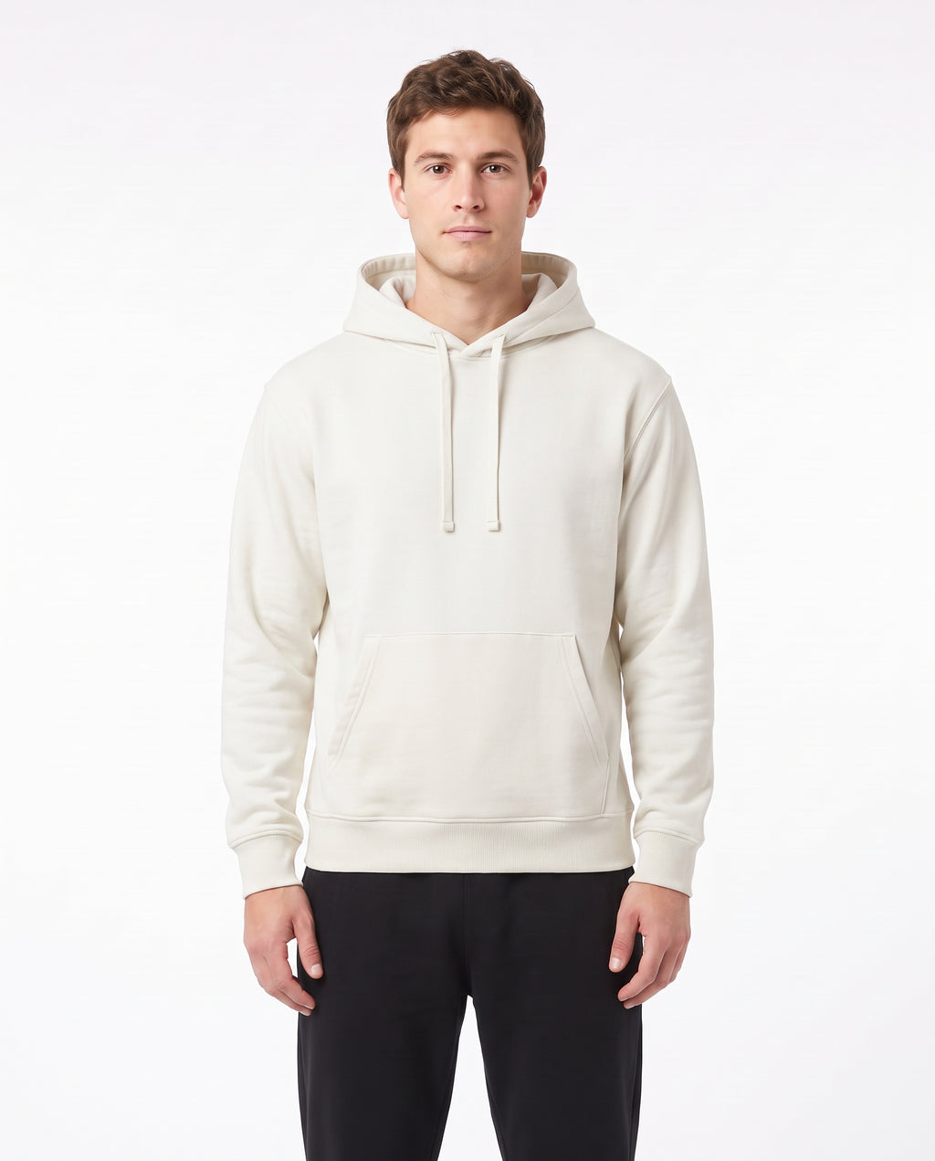Men's Heavyweight Hoodie in Off White, front view