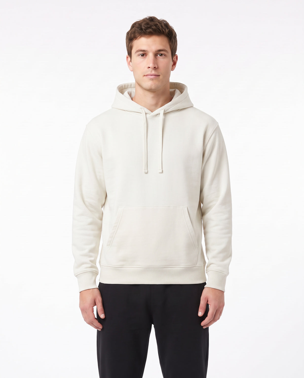 Men's Heavyweight Hoodie in Off White, front view