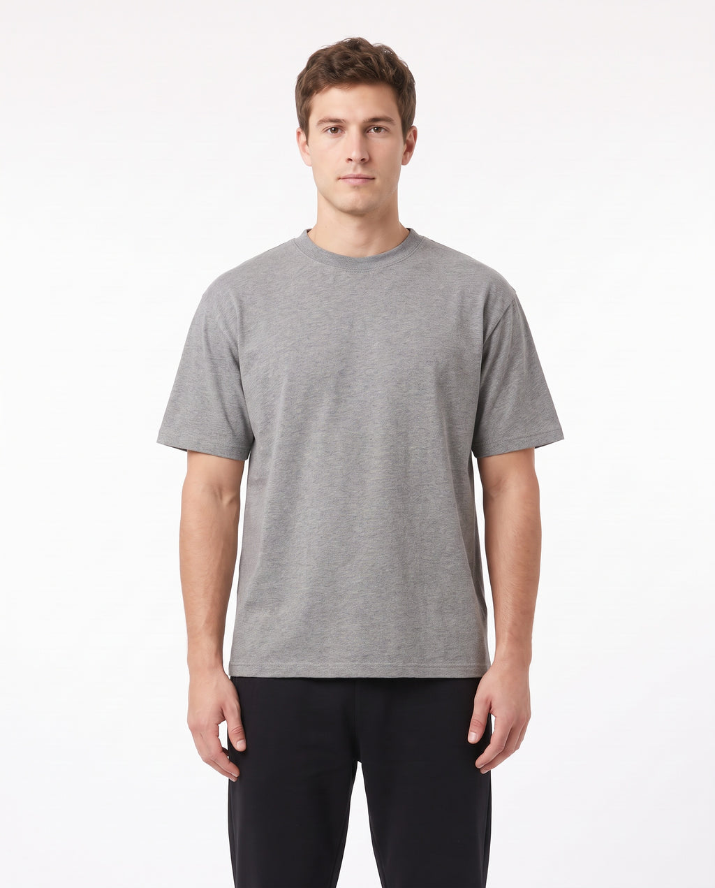 Men's Heavyweight Blank Tee in Grey Marle, front view