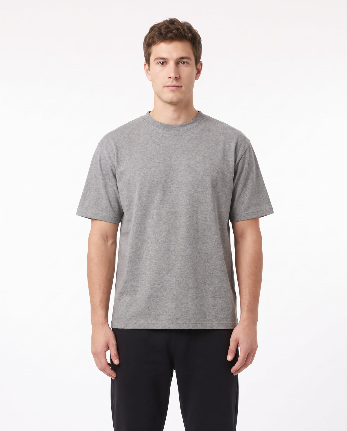 Men's Heavyweight Blank Tee in Grey Marle, front view