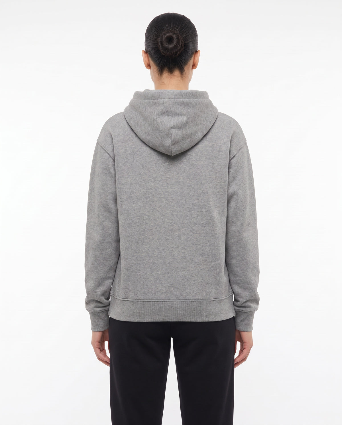 Women's Heavyweight Hoodie in Grey Marle, back view