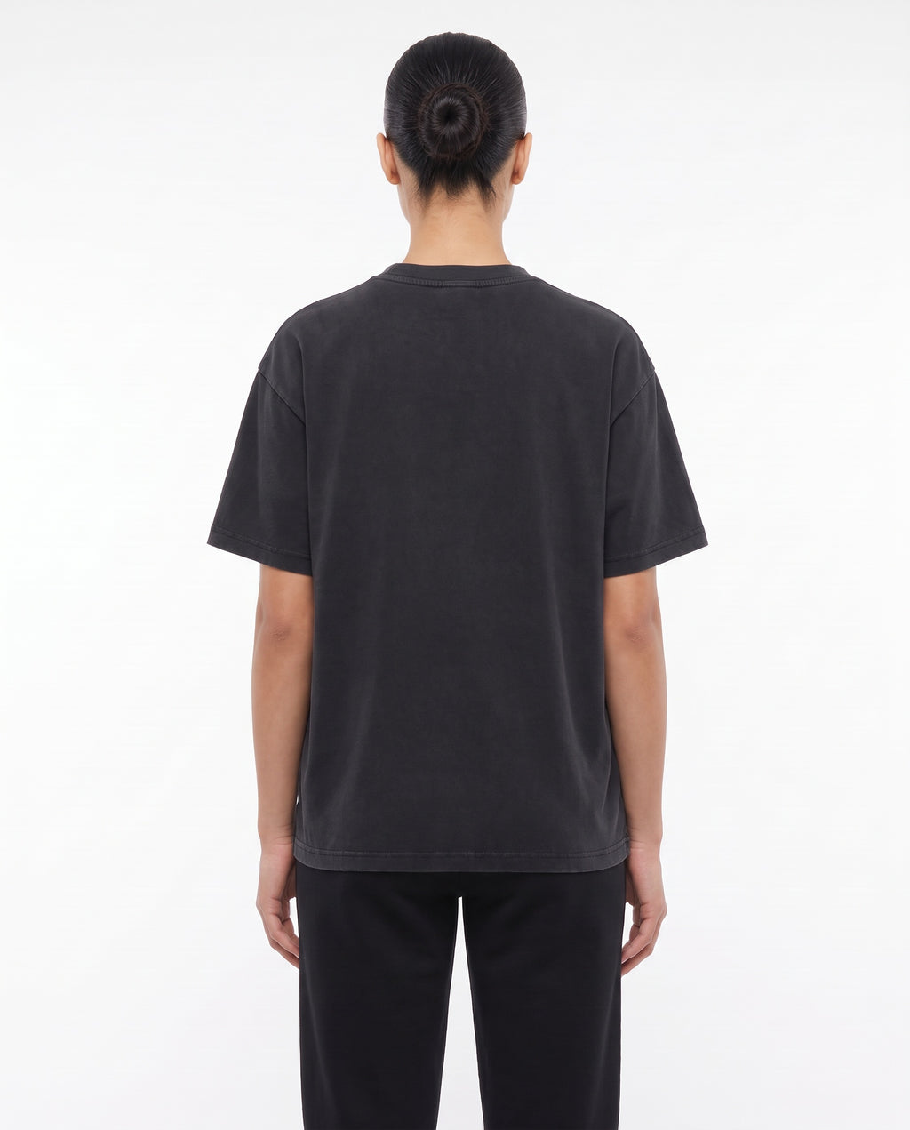 Women's Heavyweight Blank Tee in Washed Black, back view