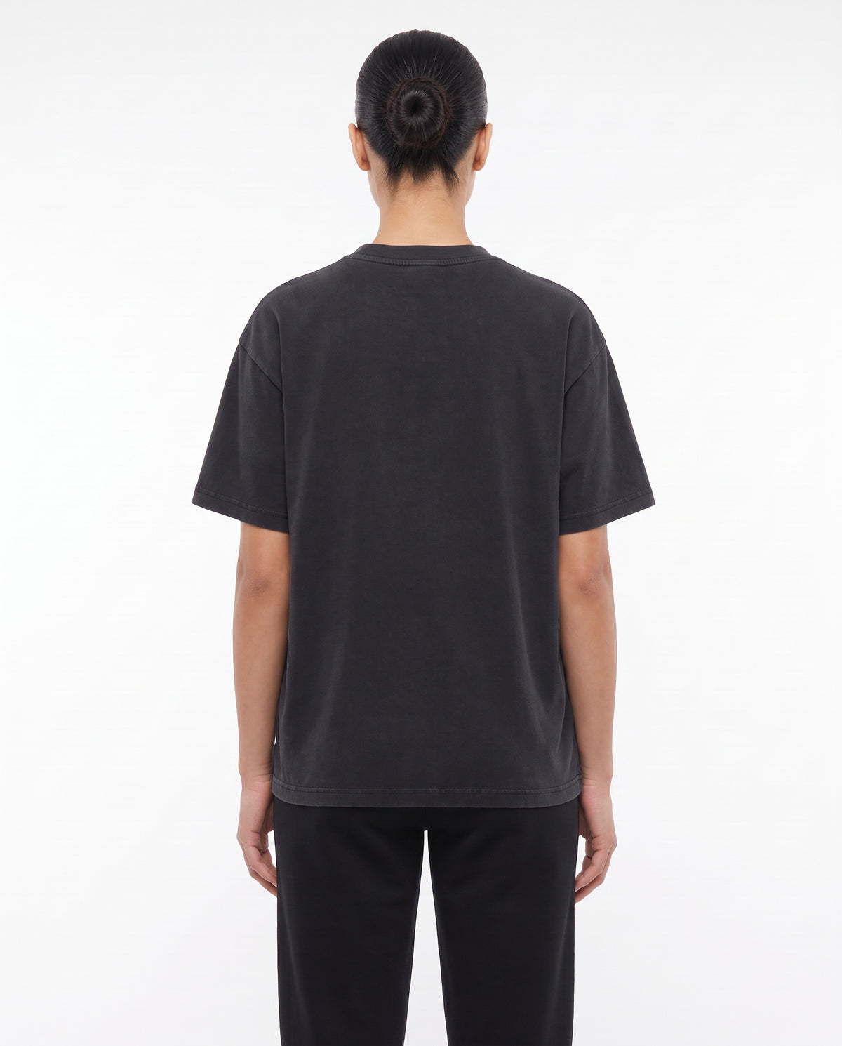 Women's Heavyweight Blank Tee in Washed Black, back view