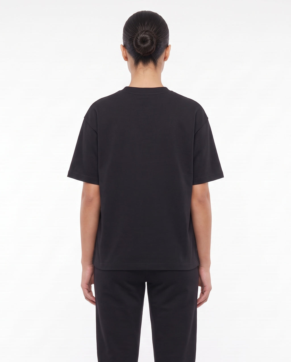 Women's Heavyweight Blank Tee in Black, back view